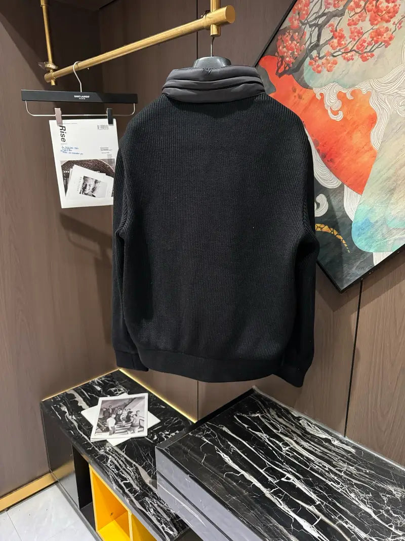 Moncler Quilted Shell And Wool Jacket In Black