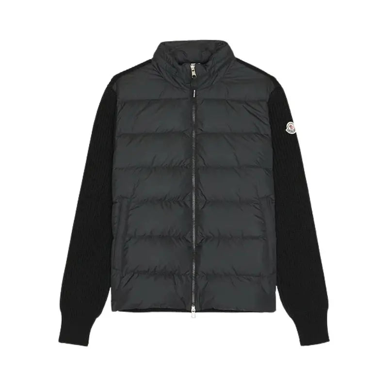Moncler Quilted Shell And Wool Jacket In Black