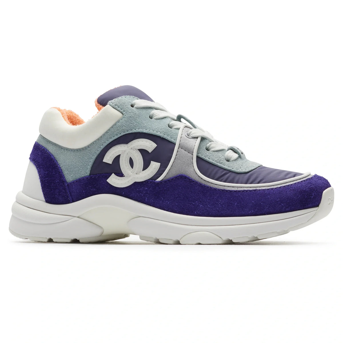 Chanel Low Top CC Trainer White Silver
