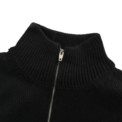 Celine Logo-Embroidered Wool &amp; Cashmere Blend Half Zip Black