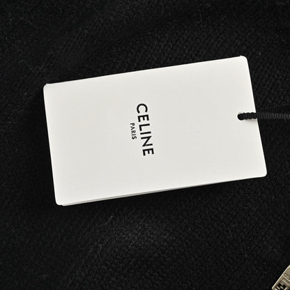 Celine Logo-Embroidered Wool &amp; Cashmere Blend Half Zip Black