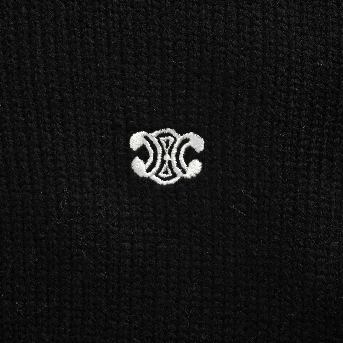 Celine Logo-Embroidered Wool &amp; Cashmere Blend Half Zip Black