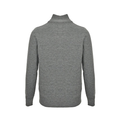 Celine Logo-Embroidered Wool &amp; Cashmere Blend Half Zip Grey