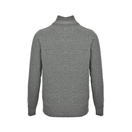 Celine Logo-Embroidered Wool &amp; Cashmere Blend Half Zip Grey