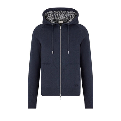 Dior Cashmere Hooded Jacket Navy  Blue