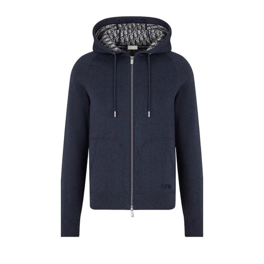 Dior Cashmere Hooded Jacket Navy  Blue
