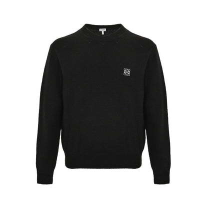Loewe Anagram Logo Embroidered Wool Sweater In Black