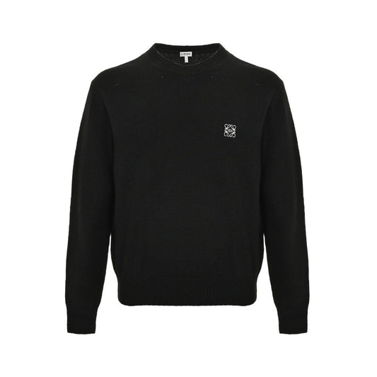 Loewe Anagram Logo Embroidered Wool Sweater In Black
